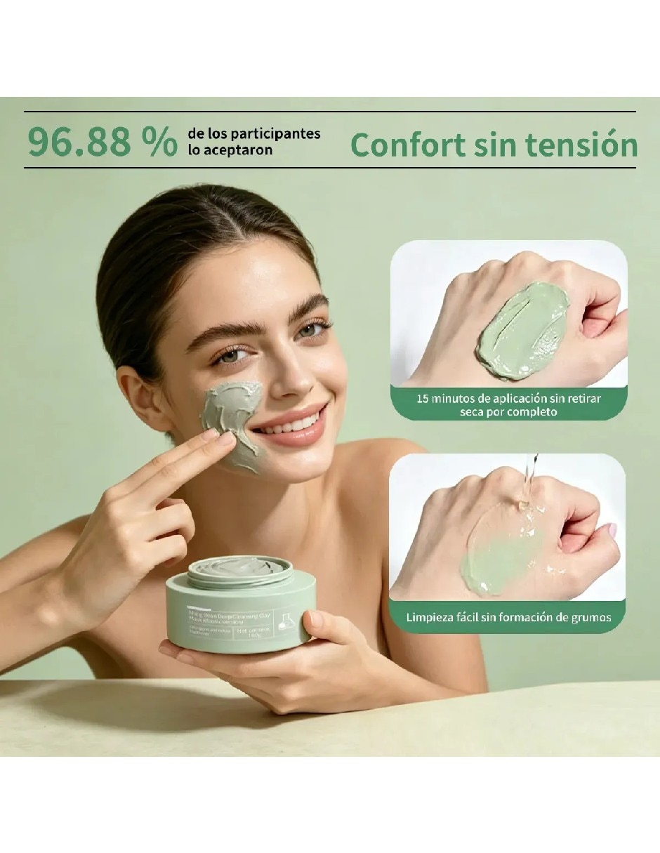 Mascarilla facial de arcilla con frijol mungo para acné GENÉRICA
