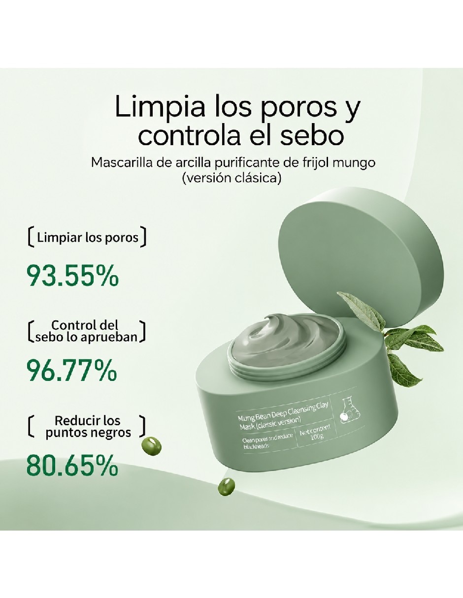 Mascarilla facial de arcilla con frijol mungo para acné GENÉRICA