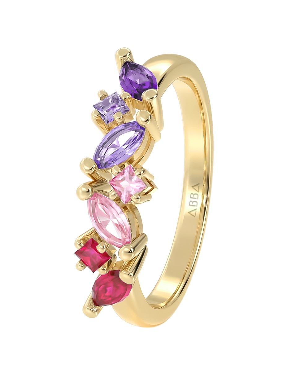 Anillo 10 k de oro zirconia brillante 2