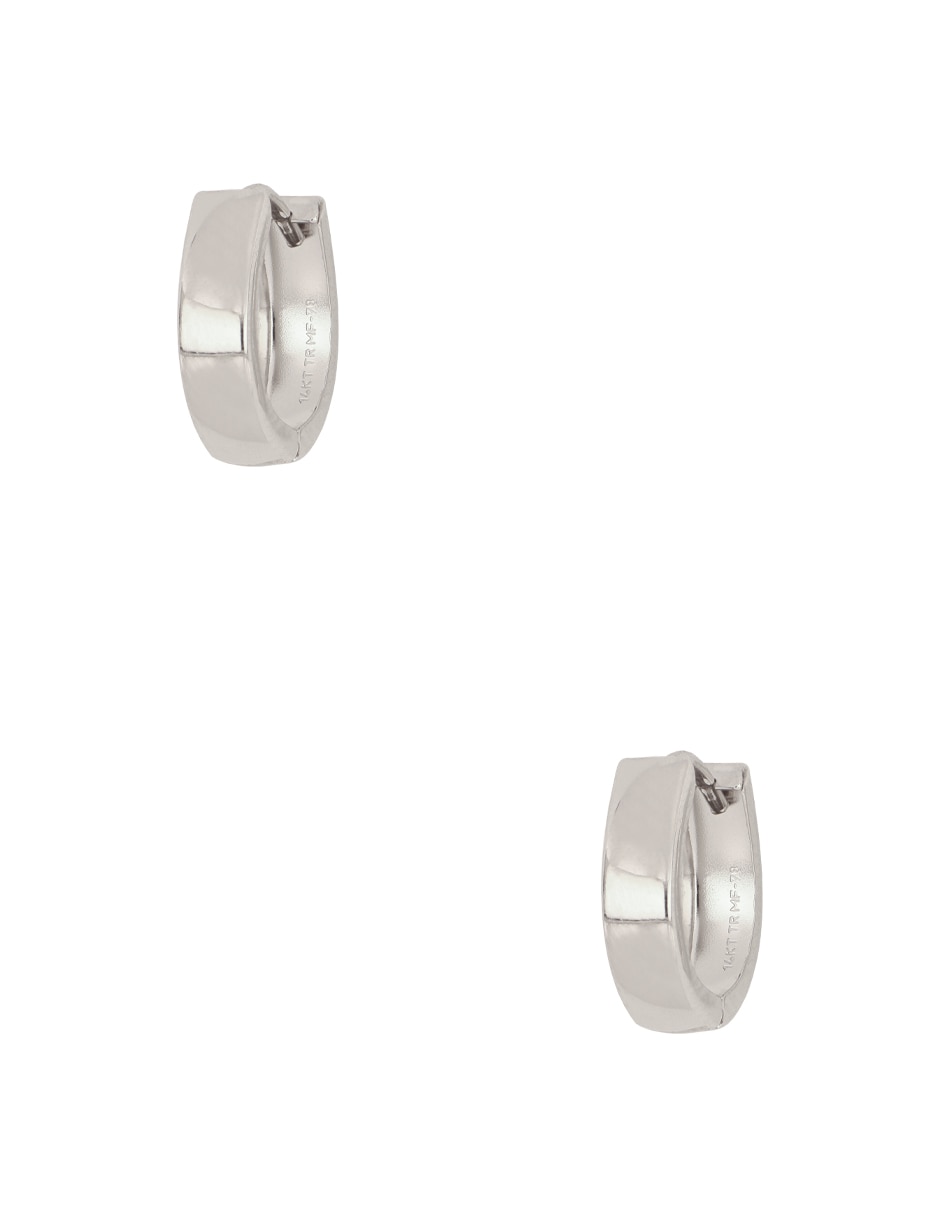 Arete huggies de oro blanco 14 K con acabado pulido