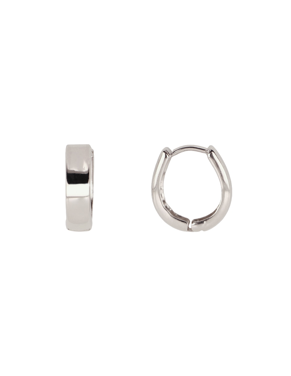 Arete huggies de oro blanco 14 K con acabado pulido 2