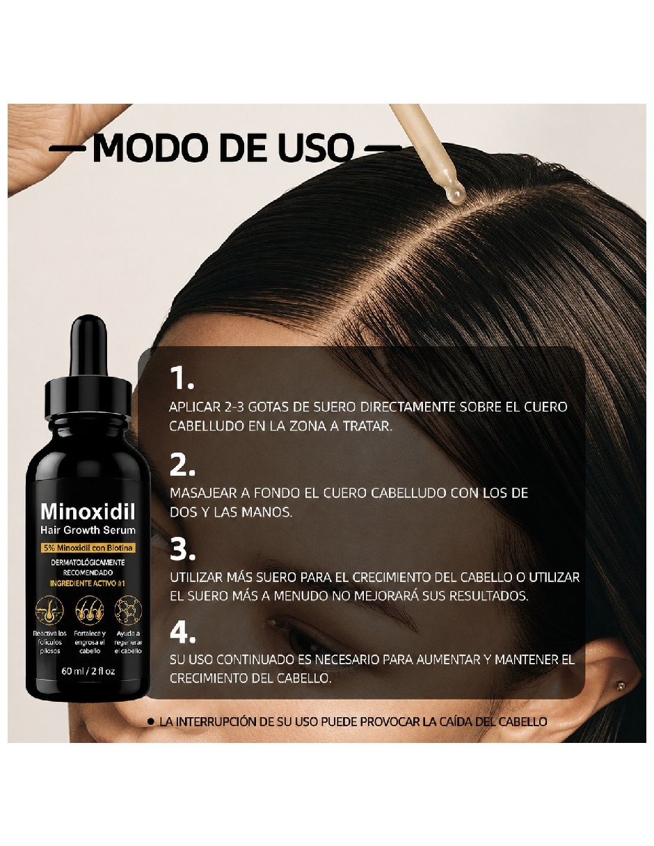 Sérum capilar para cabello minoxidil 5% anticaída Genérica todo tipo de piel