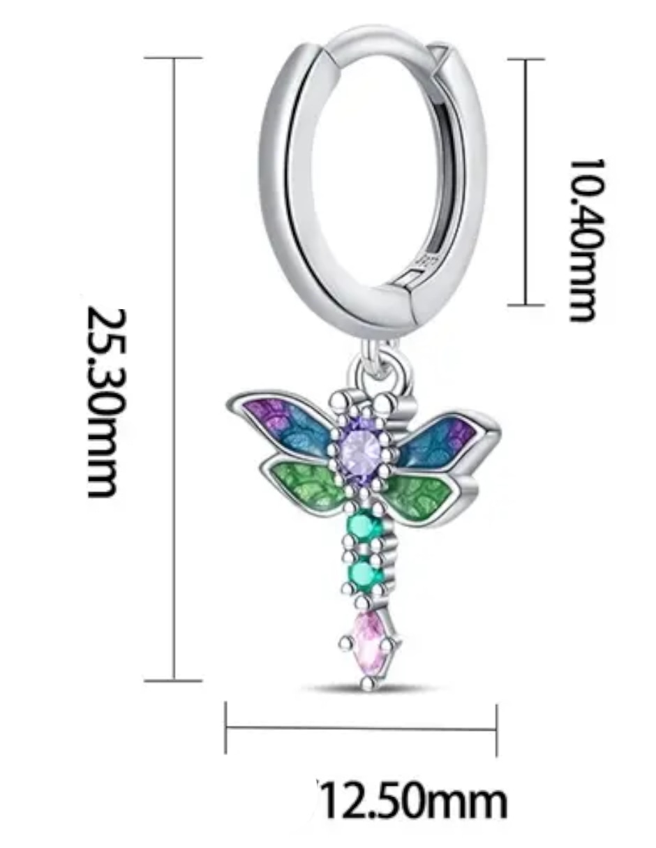Aretes cortos de mariposa de plata P 925 con acabado brillante zirconia 4