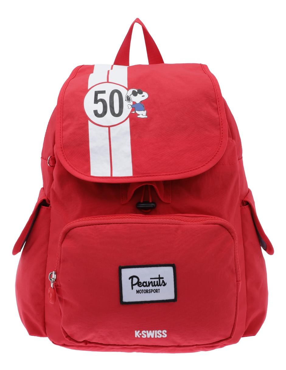 Mochila esolar Snoopy K-Swiss Peanuts Motorsport para niño