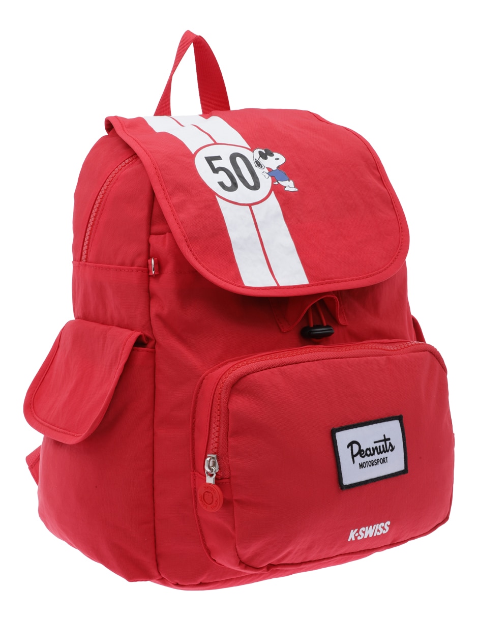 Mochila esolar Snoopy K-Swiss Peanuts Motorsport para niño
