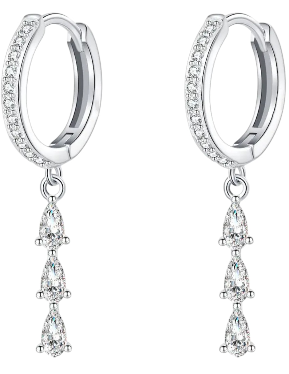 Aretes largos con acabado brillante circonita Aretes largos con acabado brillante circonita