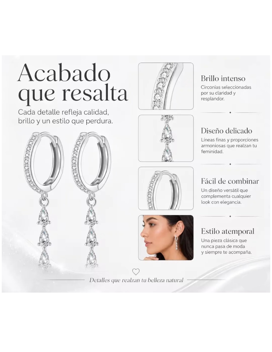 Aretes largos con acabado brillante circonita 4