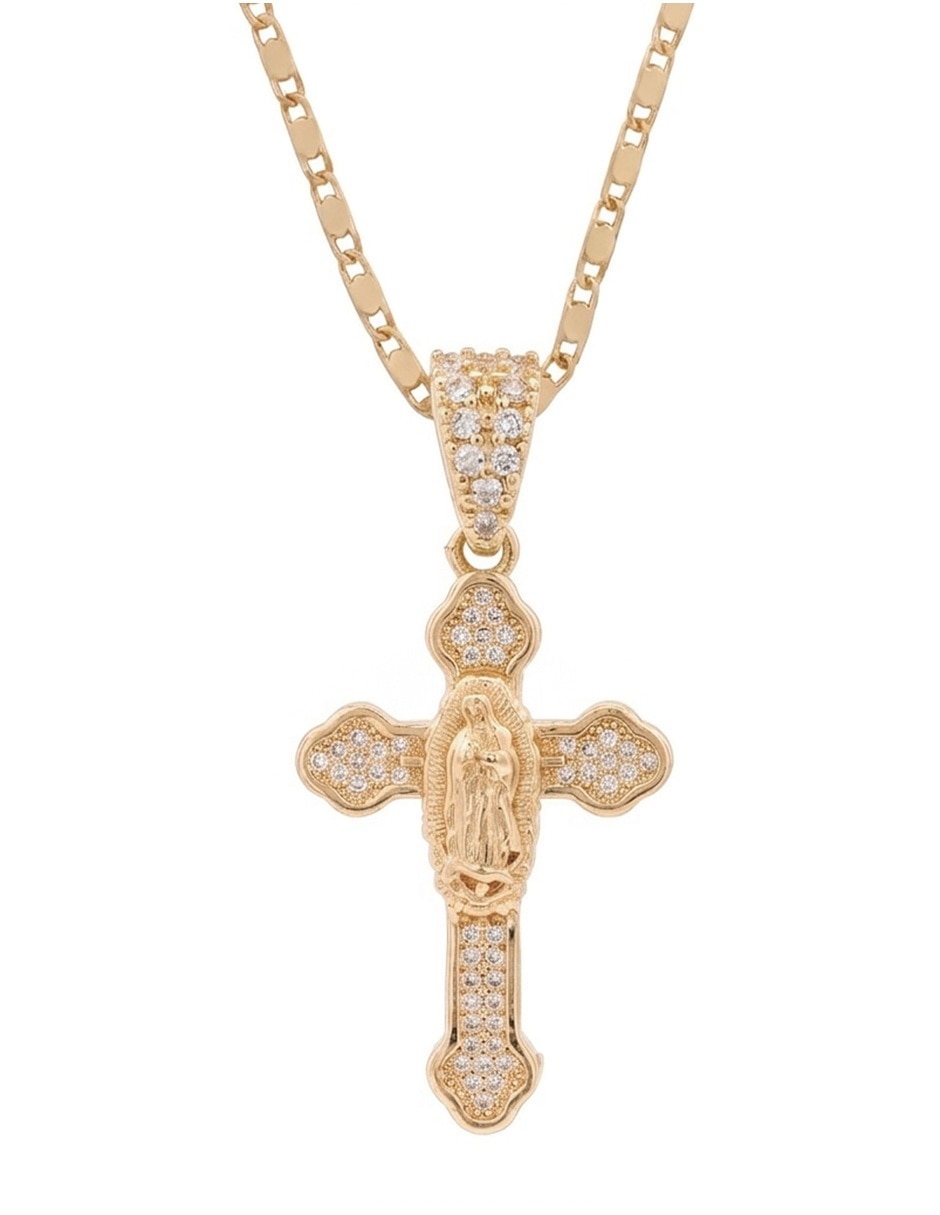 Gargantilla Virgen de Guadalupe de Cruz de 18 k