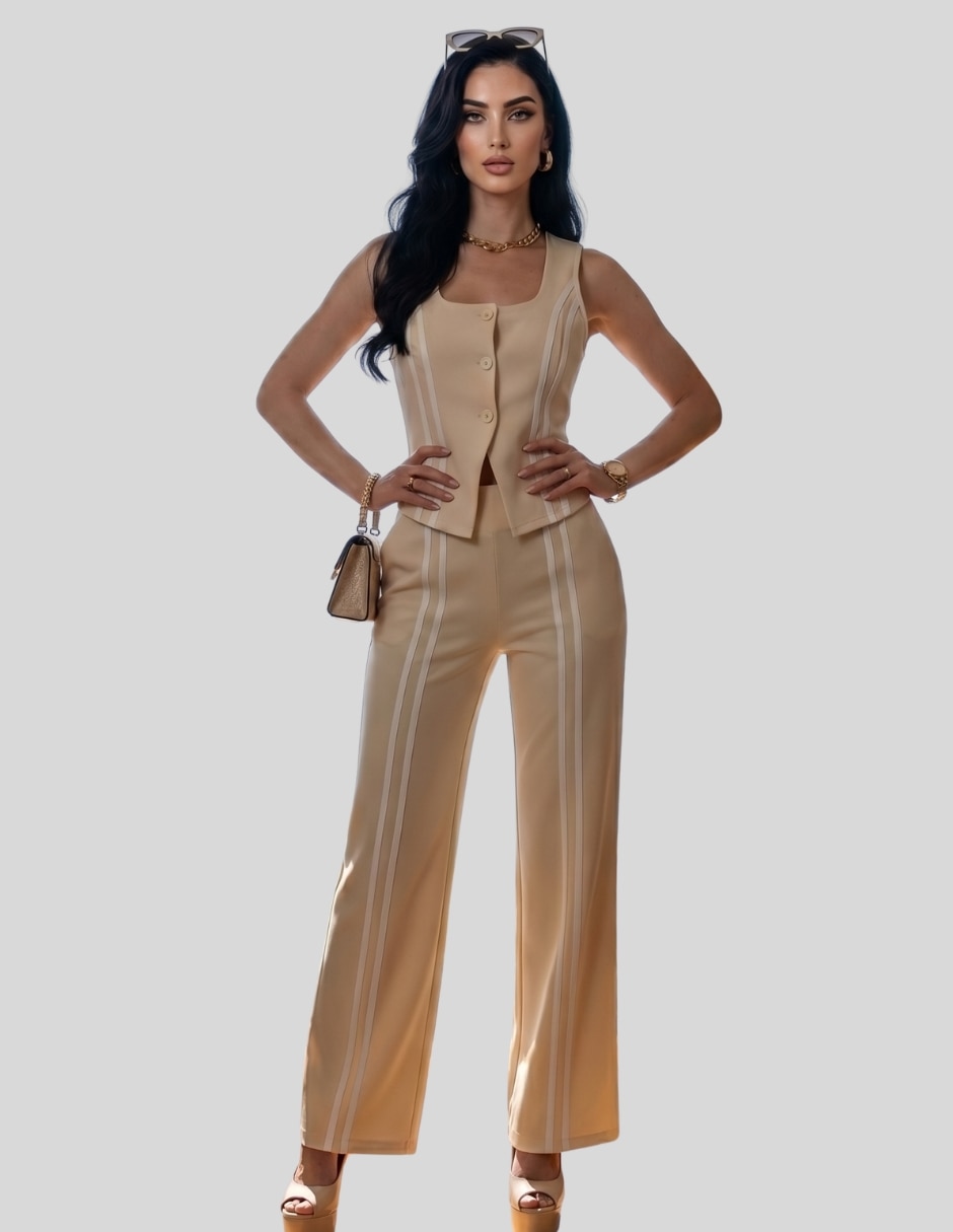Conjunto Formal Conjunto Elegante Chaleco y Pantalón Palazzo de Poliéster para No aplica Mujer Conjunto Formal Conjunto Elegante Chaleco y Pantalón Palazzo de Poliéster para No aplica Mujer