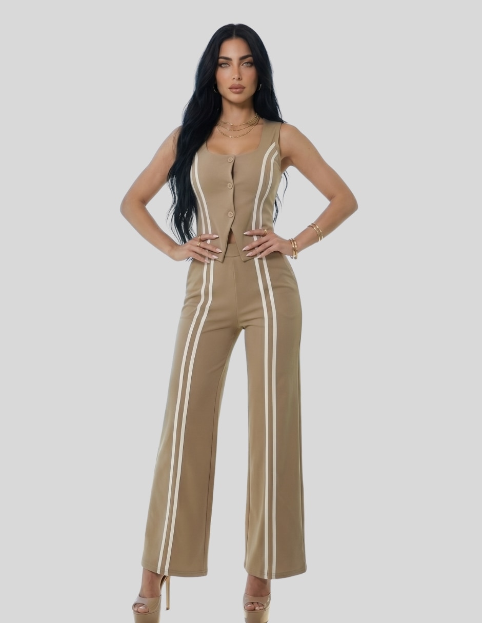 Conjunto Formal Conjunto Elegante Chaleco y Pantalón Palazzo de Poliéster para No aplica Mujer 1