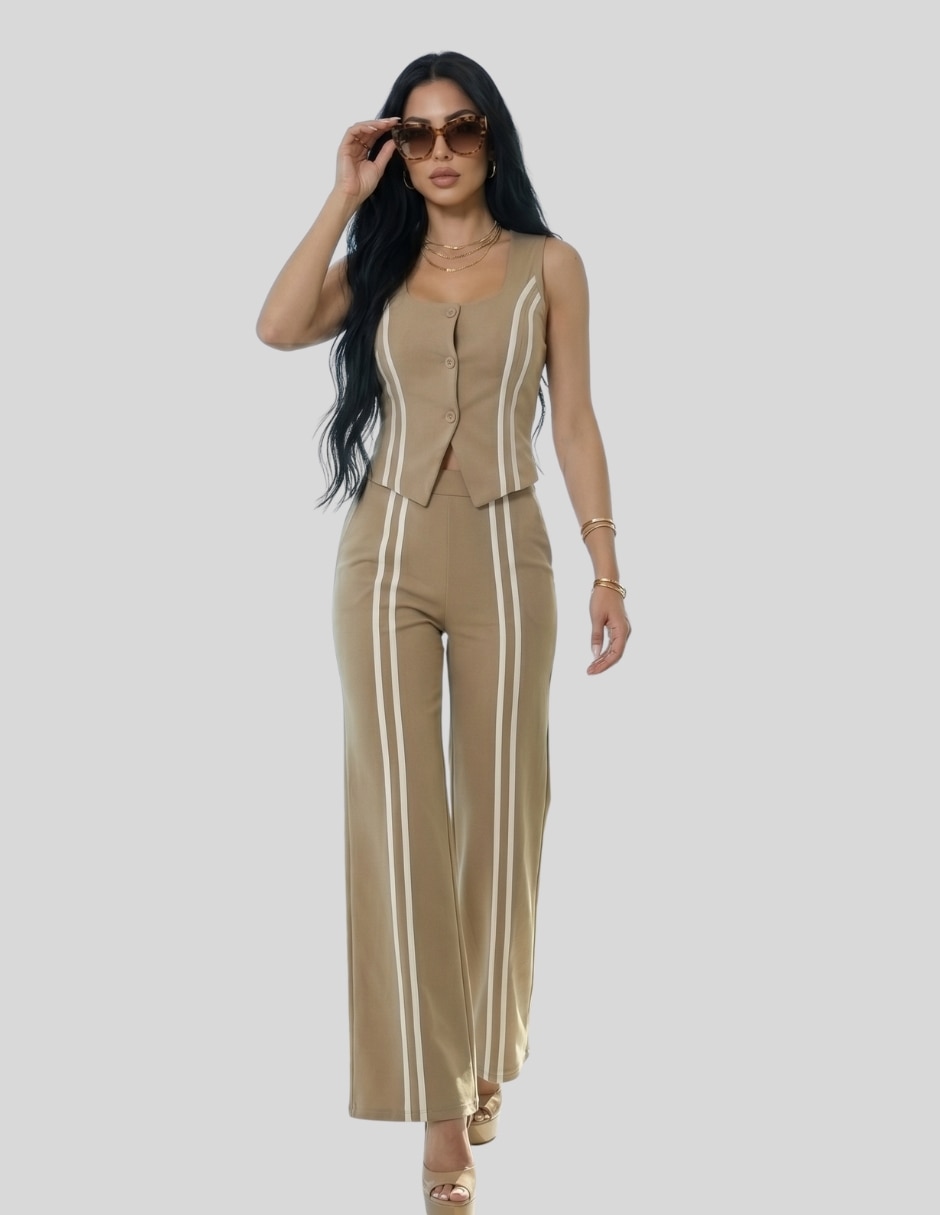 Conjunto Formal Conjunto Elegante Chaleco y Pantalón Palazzo de Poliéster para No aplica Mujer 2