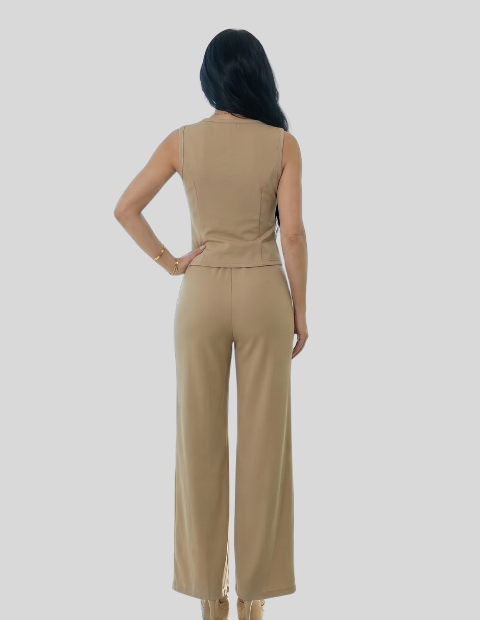 Conjunto Formal Conjunto Elegante Chaleco y Pantalón Palazzo de Poliéster para No aplica Mujer 3