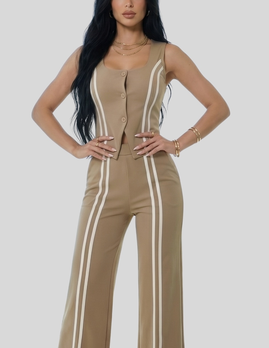 Conjunto Formal Conjunto Elegante Chaleco y Pantalón Palazzo de Poliéster para No aplica Mujer 6