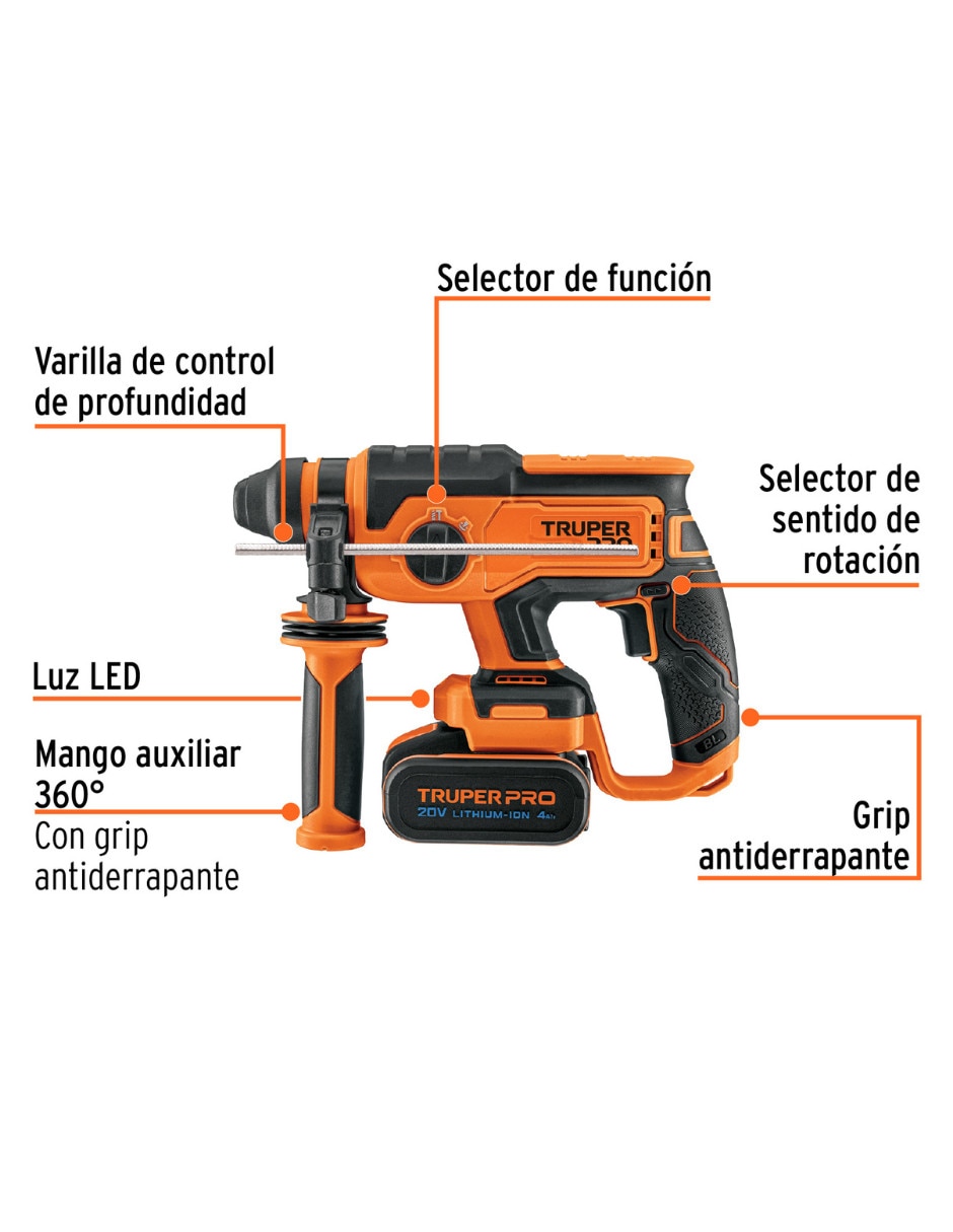 Rotomartillo y brocas Truper ROEI20A-JBS-9C 1 HP 2 piezas