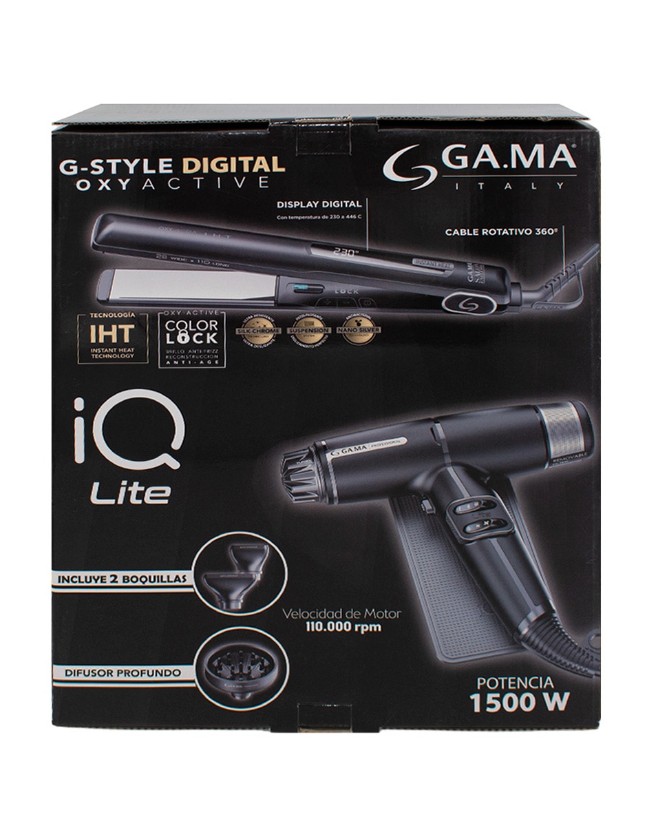 Set secadora de cabello Gama Italy combo alaciadora G-Style digital y secadora Iq Lite