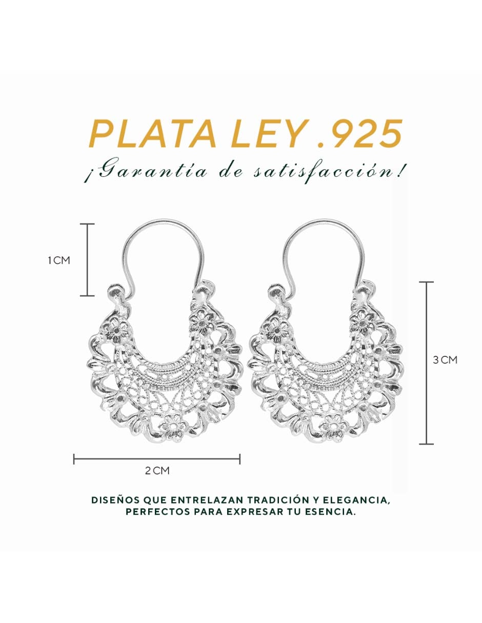Aretes cortos de plata P 925 con acabado diamantado circonita 2