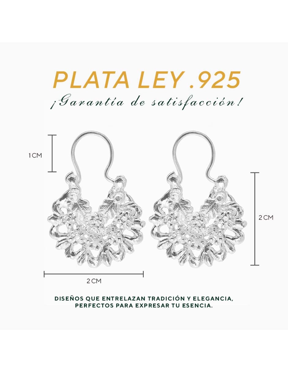 Aretes cortos de plata P 925 con acabado diamantado circonita 2