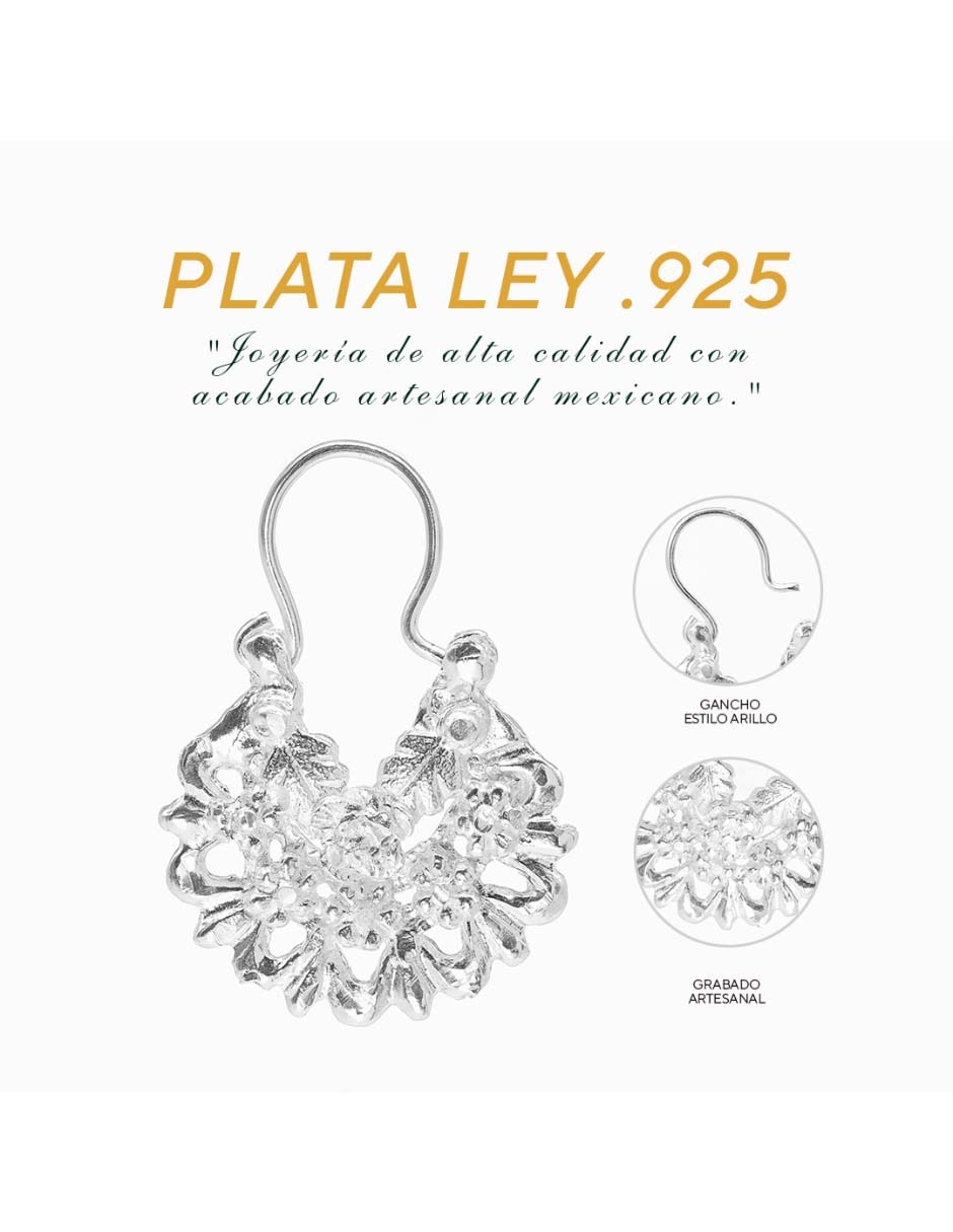 Aretes cortos de plata P 925 con acabado diamantado circonita 3