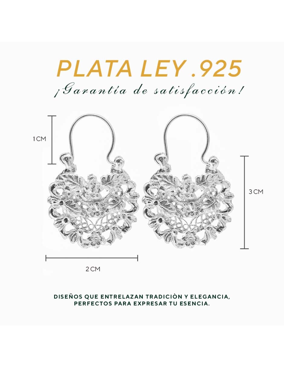 Aretes cortos de plata P 925 con acabado diamantado circonita 4