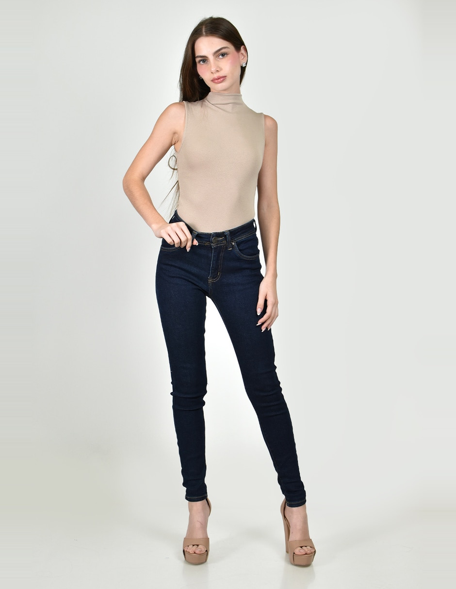 Jeans regular skinny cintura roman fashion para mujer