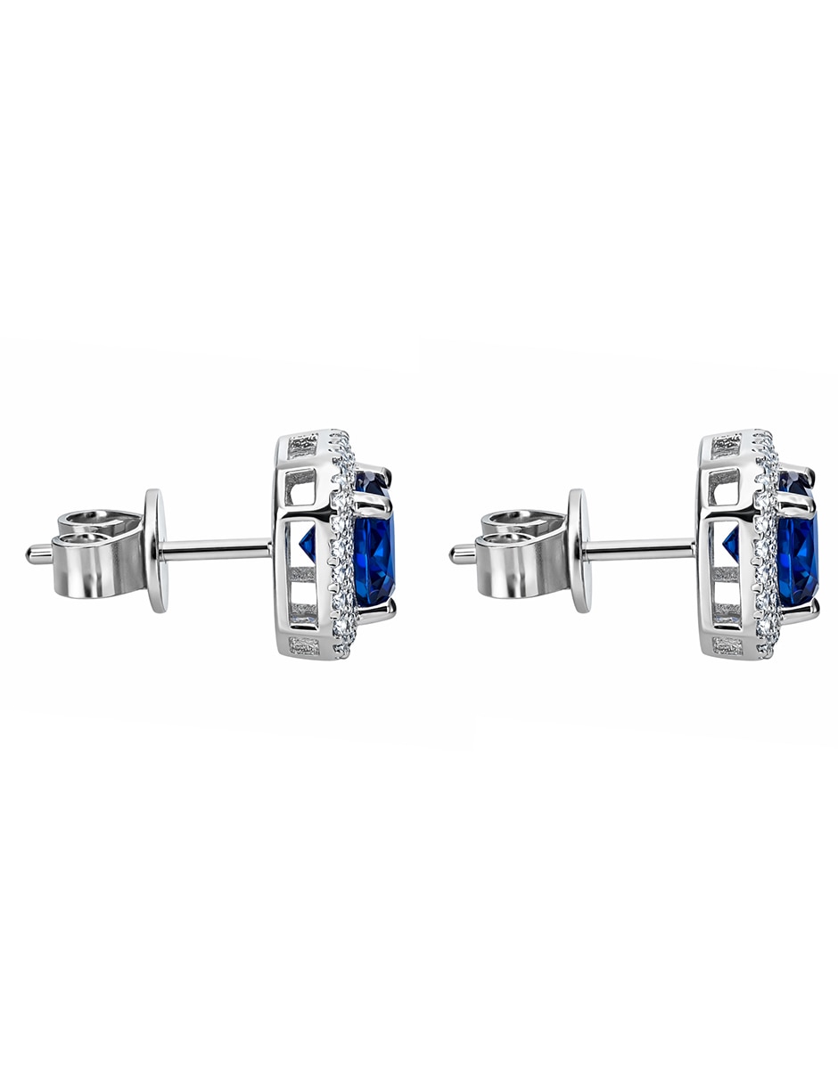 Broqueles cuadrada Gadkova Joyería de plata p925 con acabado pavé zafiro