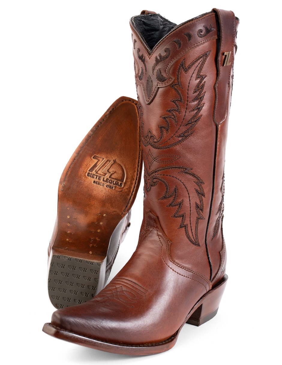 Bota cowboy abajo de la rodilla siete leguas de piel para mujer