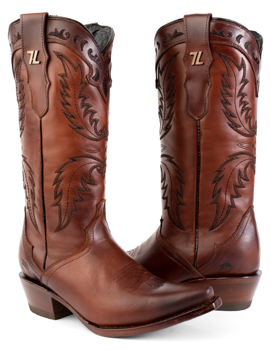 Bota cowboy abajo de la rodilla siete leguas de piel para mujer
