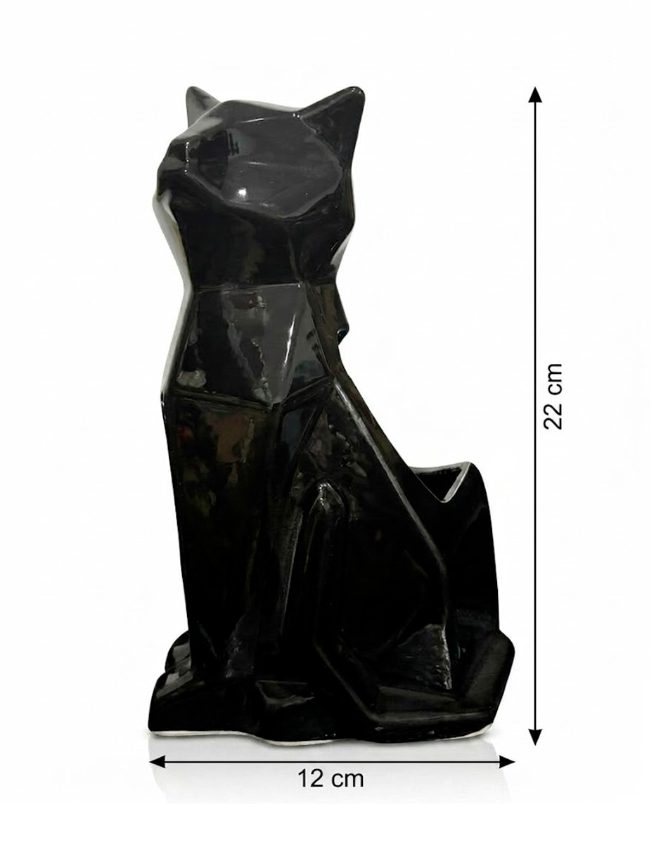Figura decorativa de gato de cerámica 5