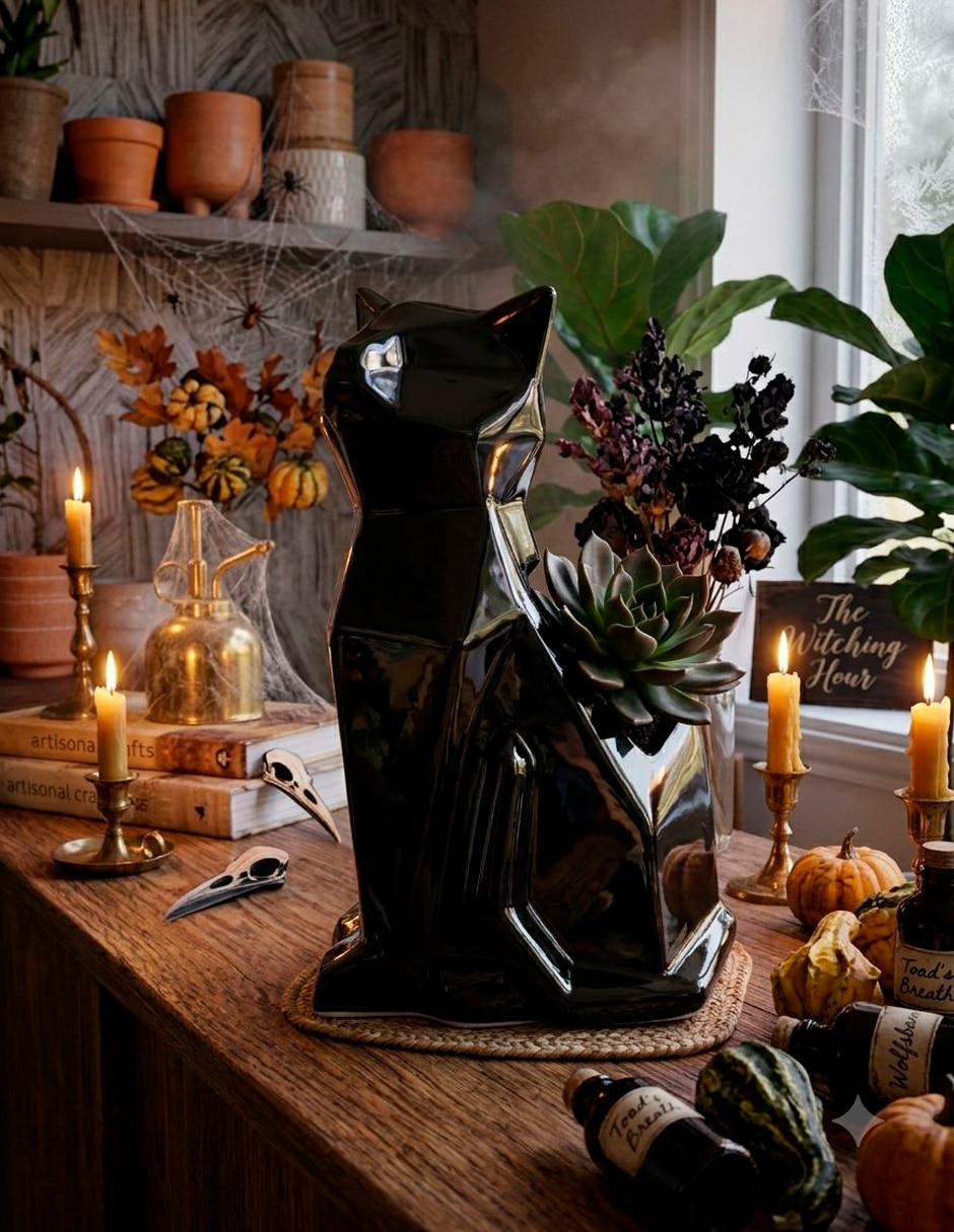 Figura decorativa de gato de cerámica 3
