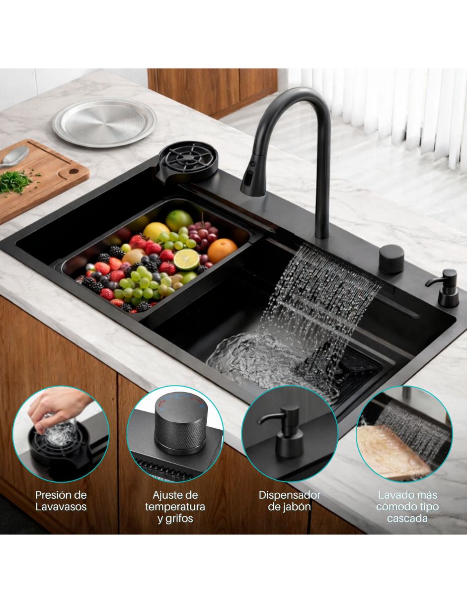 Fregadero de acero inoxidable con escurridor 7