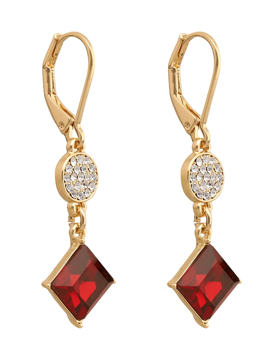 Aretes largos de rombo Melanie con acabado brillante 2