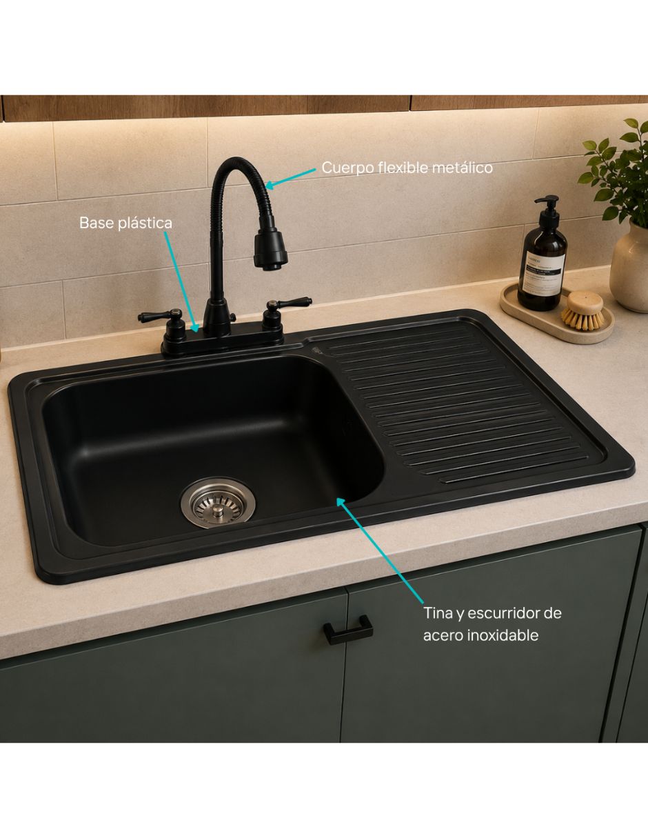 Fregadero de acero inoxidable con escurridor 3