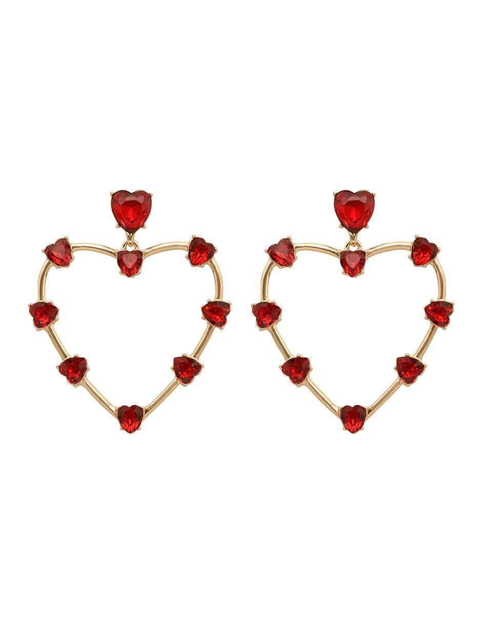 Aretes largos de corazón melanie de latón con acabado brillante 1