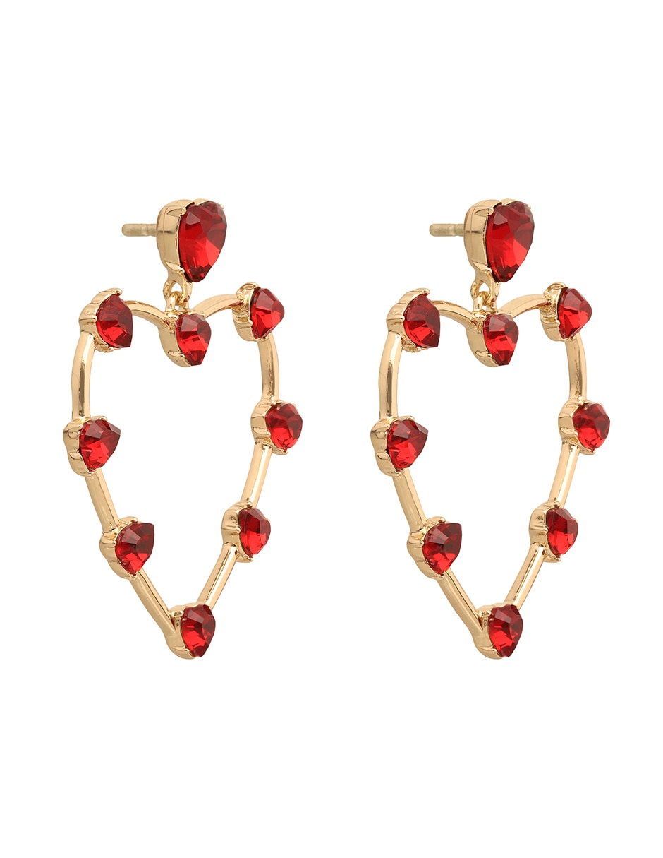 Aretes largos de corazón melanie de latón con acabado brillante 2