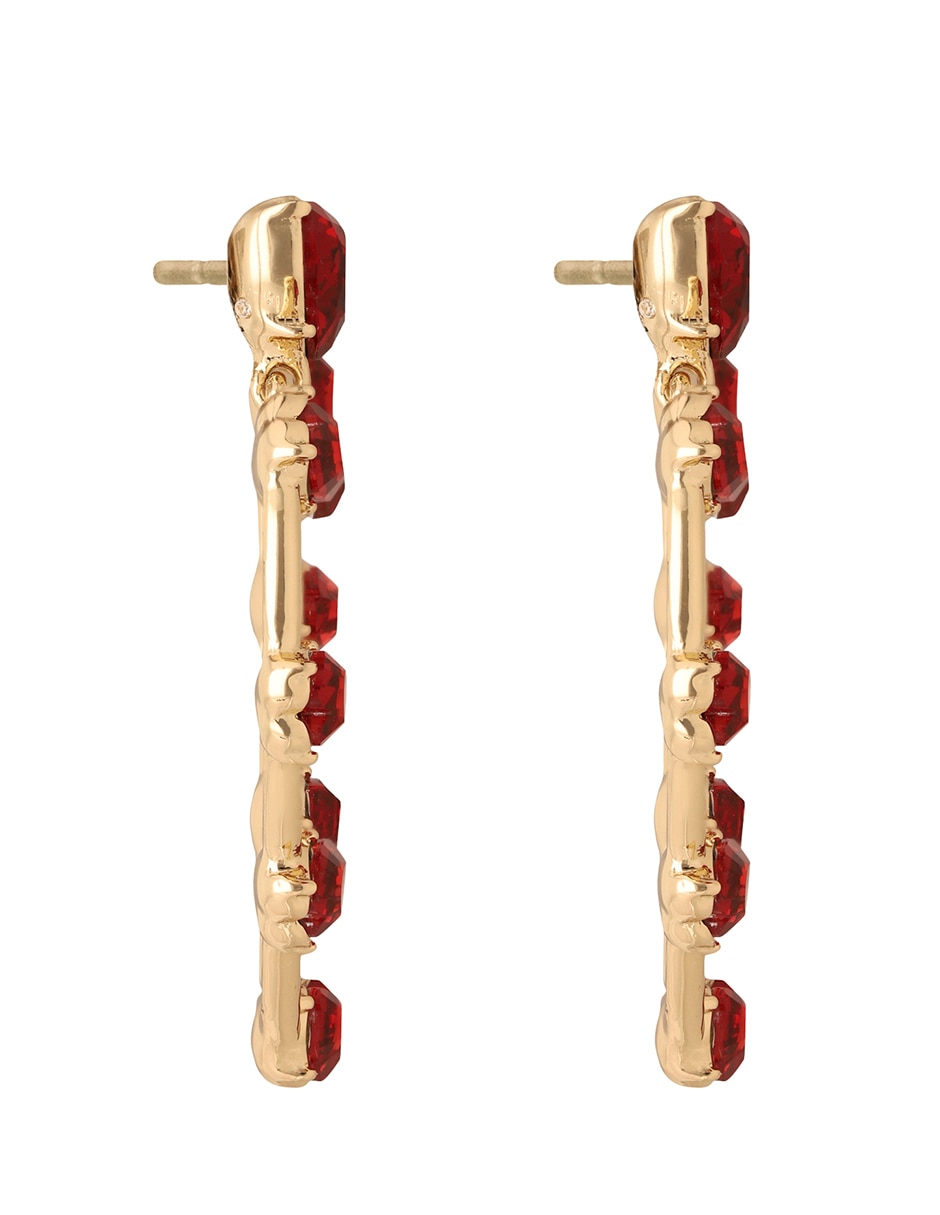 Aretes largos de corazón melanie de latón con acabado brillante Aretes largos de corazón melanie de latón con acabado brillante