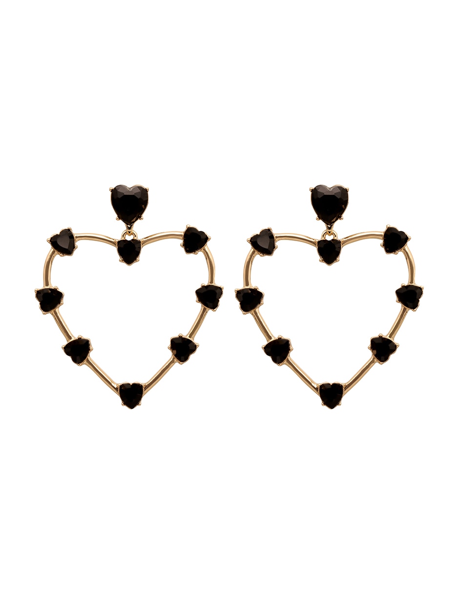Aretes largos de corazón Melanie con acabado brillante Aretes largos de corazón Melanie con acabado brillante