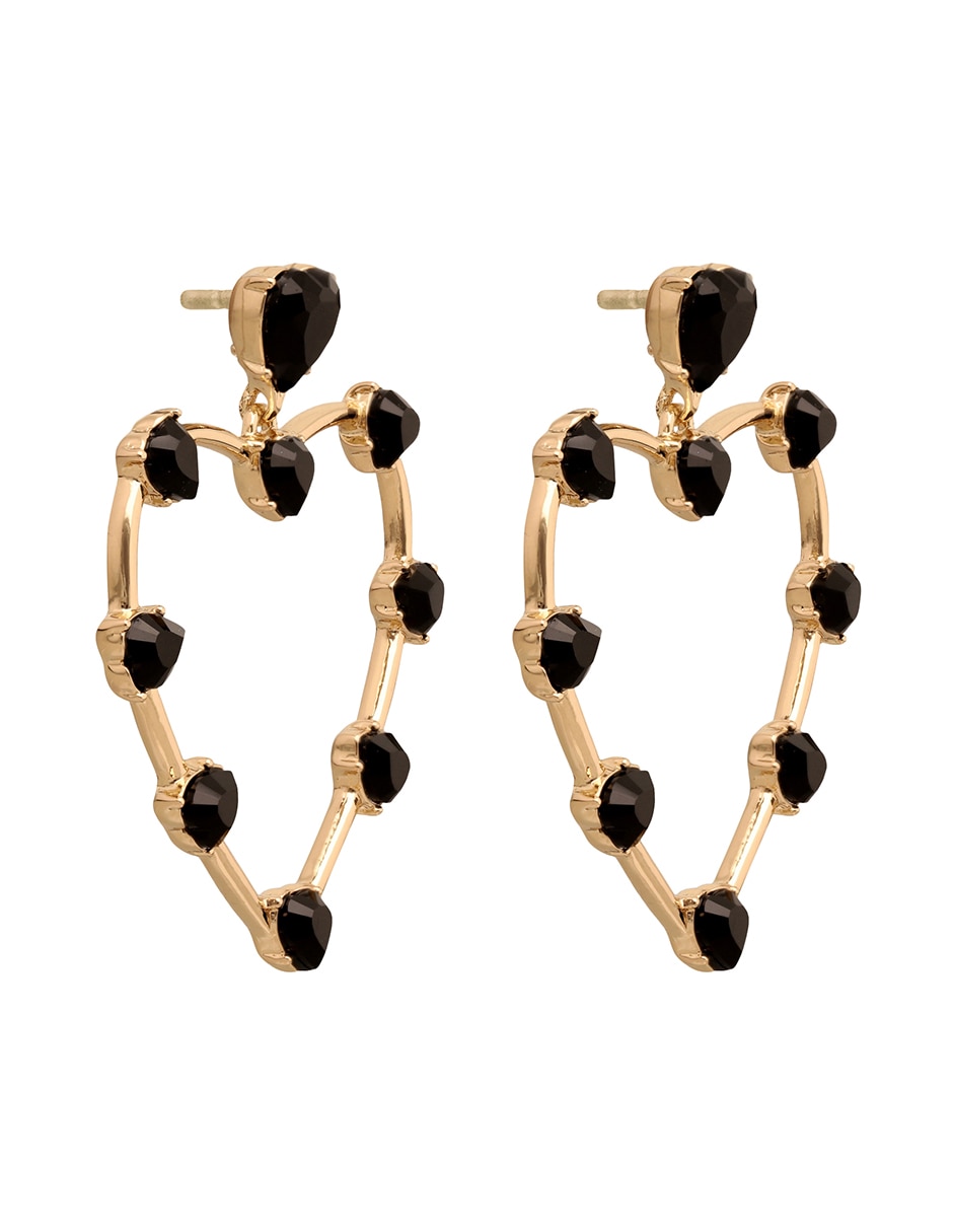 Aretes largos de corazón Melanie con acabado brillante 2