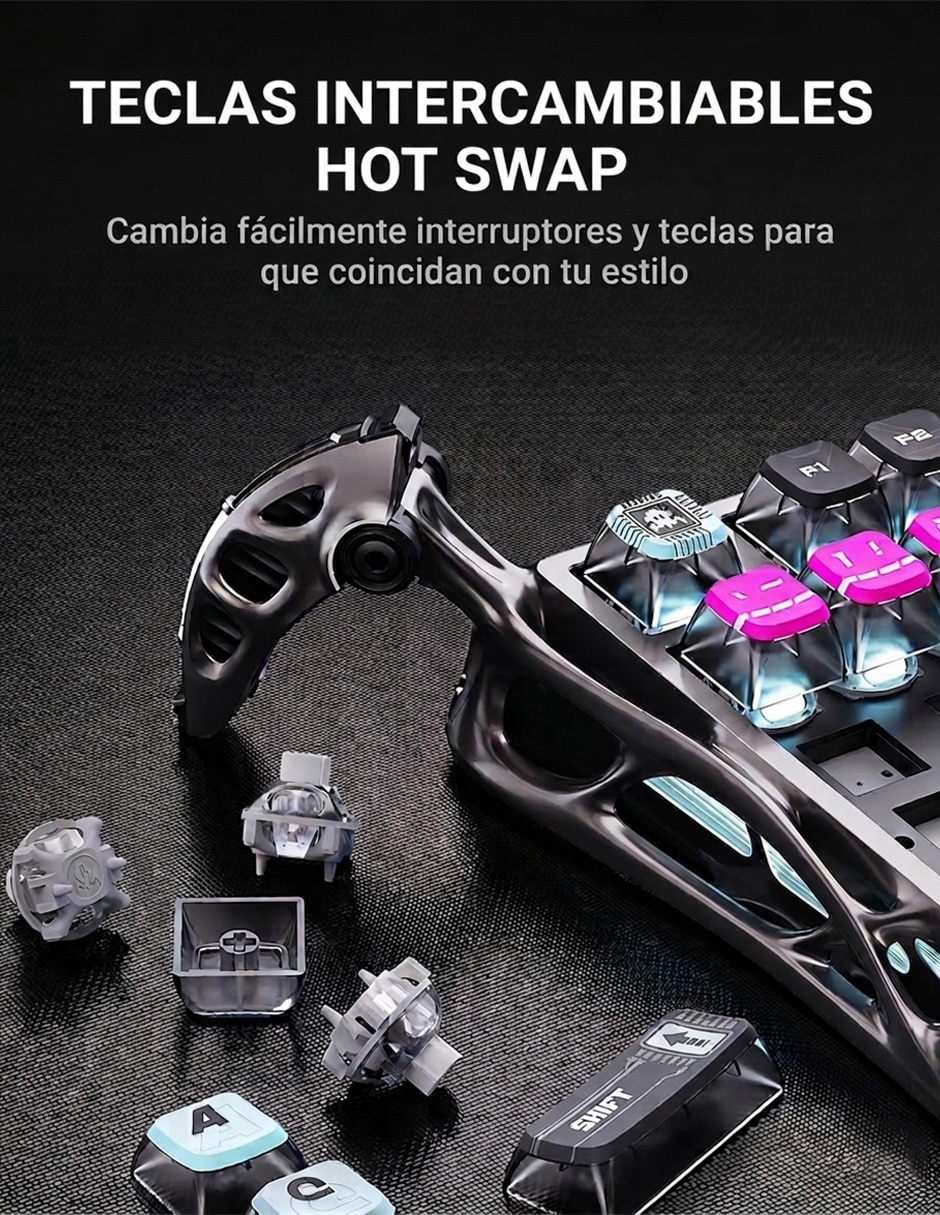 Teclado gamer USB-C QWERT inglés con interruptor Lineal (Red, Black) Gravastar Mercury V75 Pro