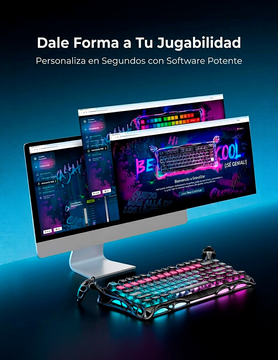 Teclado gamer USB-C QWERT inglés con interruptor Lineal (Red, Black) Gravastar Mercury V75 Pro