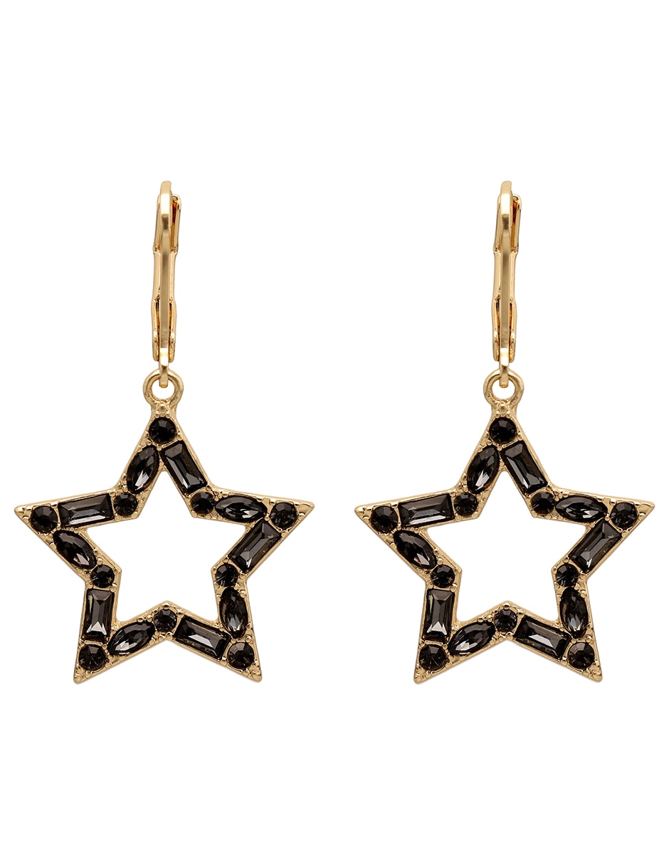 Aretes largos de estrella melanie de latón con acabado brillante 1