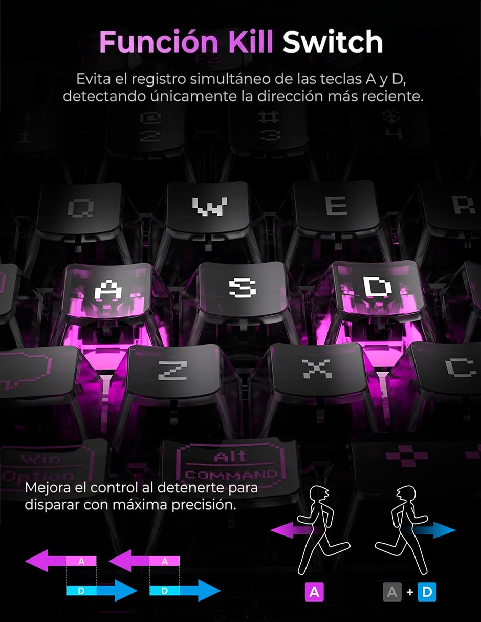 Teclado gamer USB-C QWERT inglés con interruptor Lineal (Red, Black) Mercury V75 Lite 7