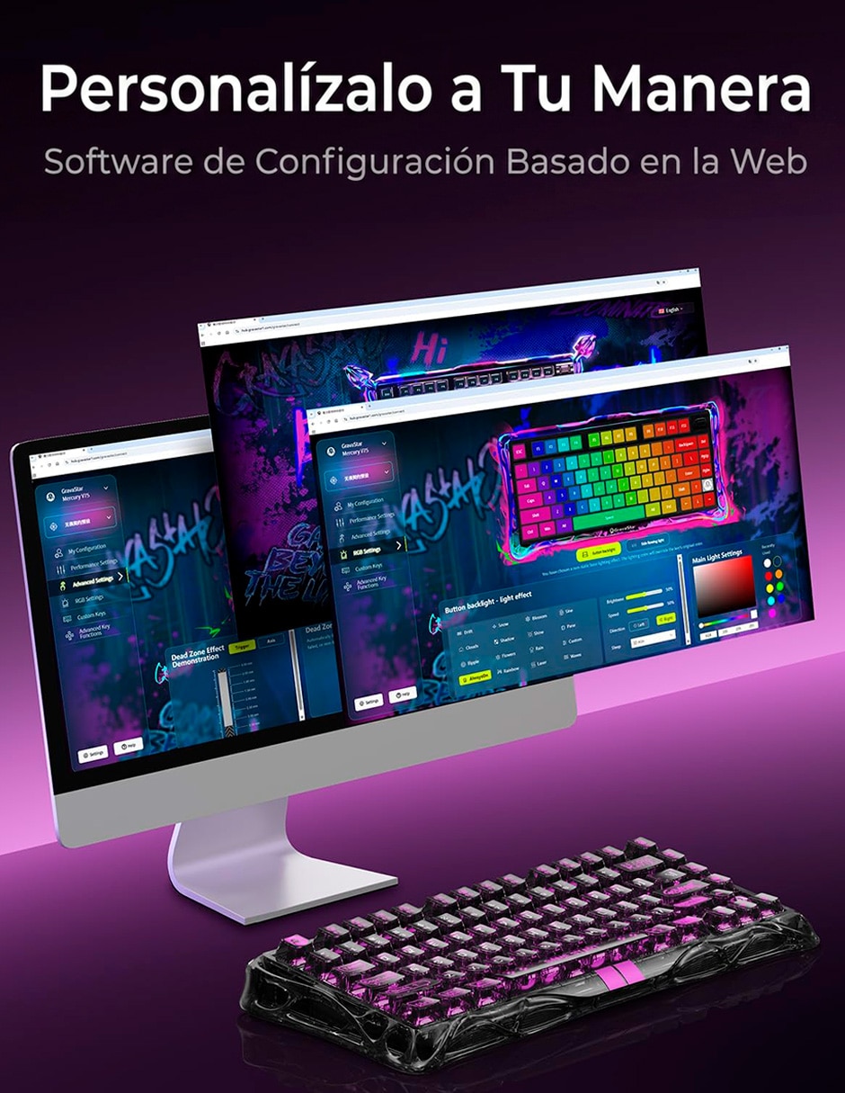 Teclado gamer USB-C QWERT inglés con interruptor Lineal (Red, Black) Mercury V75 Lite 8
