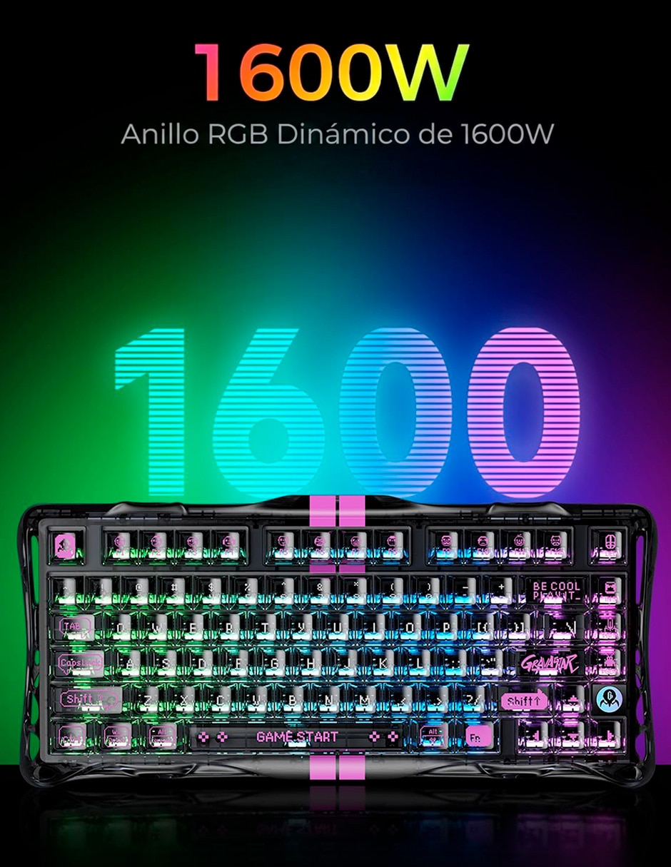 Teclado gamer USB-C QWERT inglés con interruptor Lineal (Red, Black) Mercury V75 Lite 9