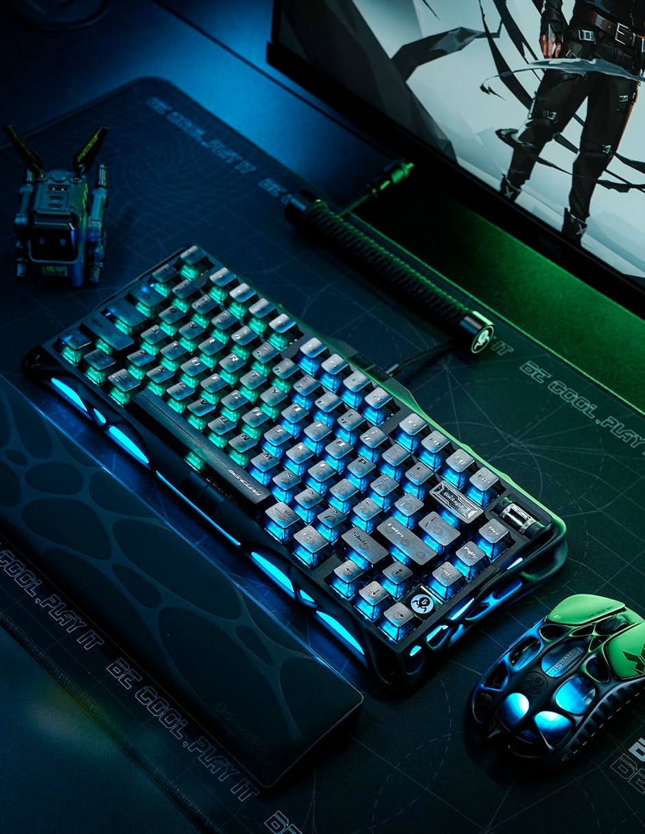 Teclado gamer USB-C QWERT inglés con interruptor Lineal (Red Black) Mercury V75 Hall Effect 2