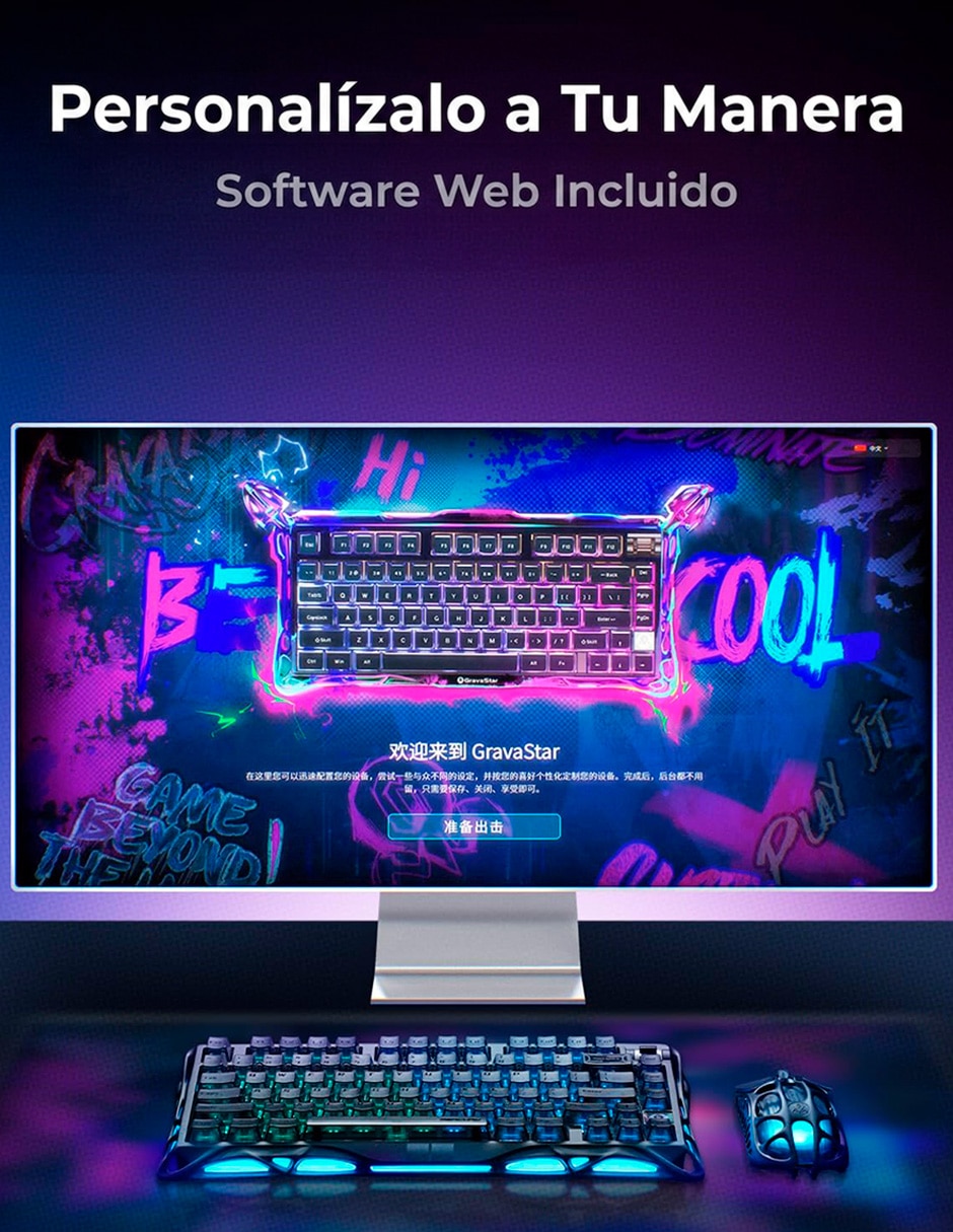Teclado gamer USB-C QWERT inglés con interruptor Lineal (Red Black) Mercury V75 Hall Effect 3