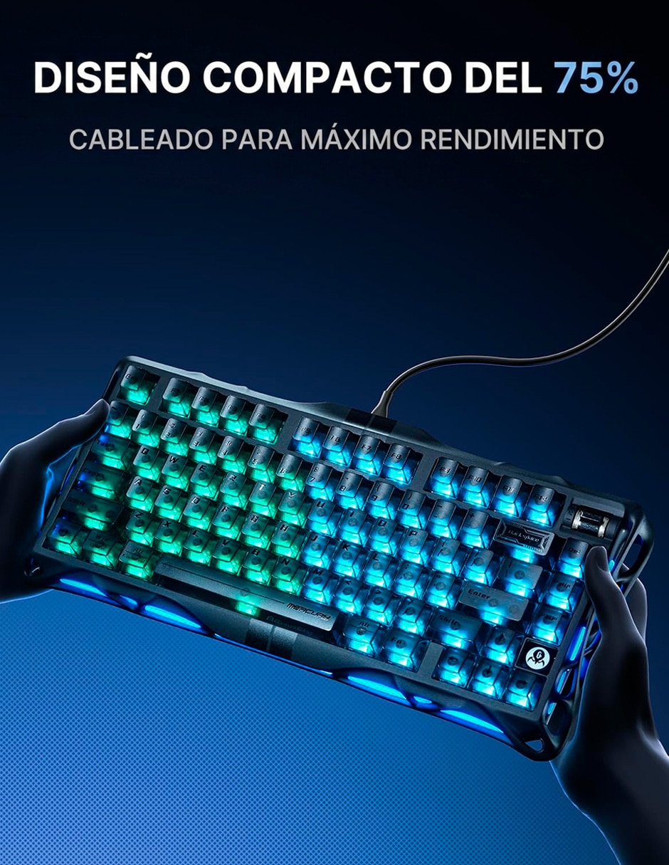 Teclado gamer USB-C QWERT inglés con interruptor Lineal (Red Black) Mercury V75 Hall Effect 4