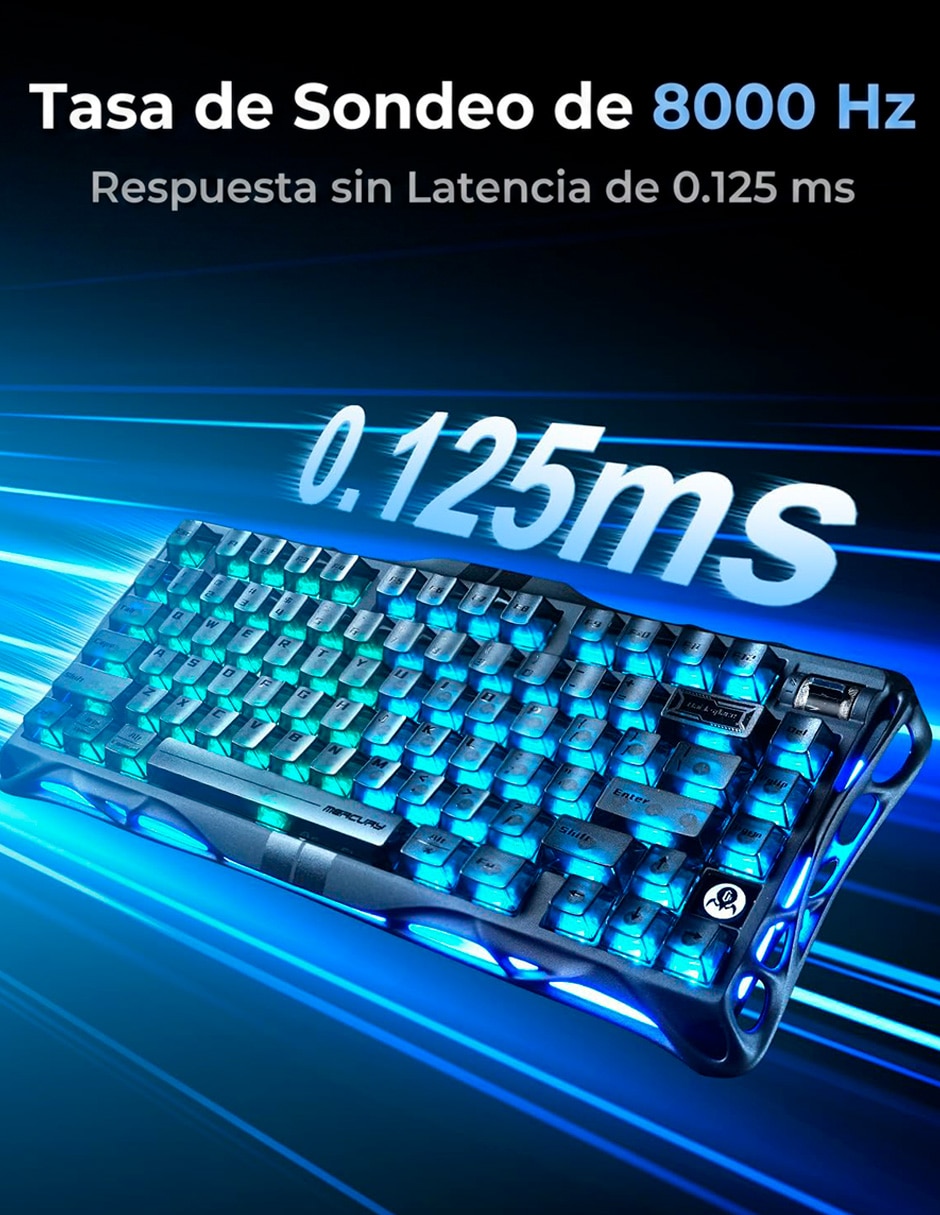 Teclado gamer USB-C QWERT inglés con interruptor Lineal (Red Black) Mercury V75 Hall Effect 5