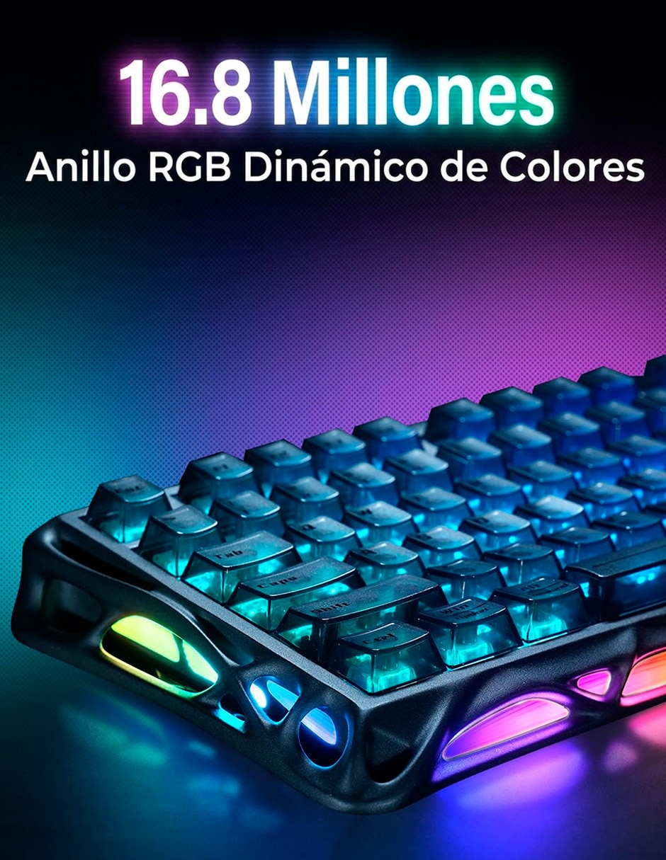 Teclado gamer USB-C QWERT inglés con interruptor Lineal (Red Black) Mercury V75 Hall Effect 6