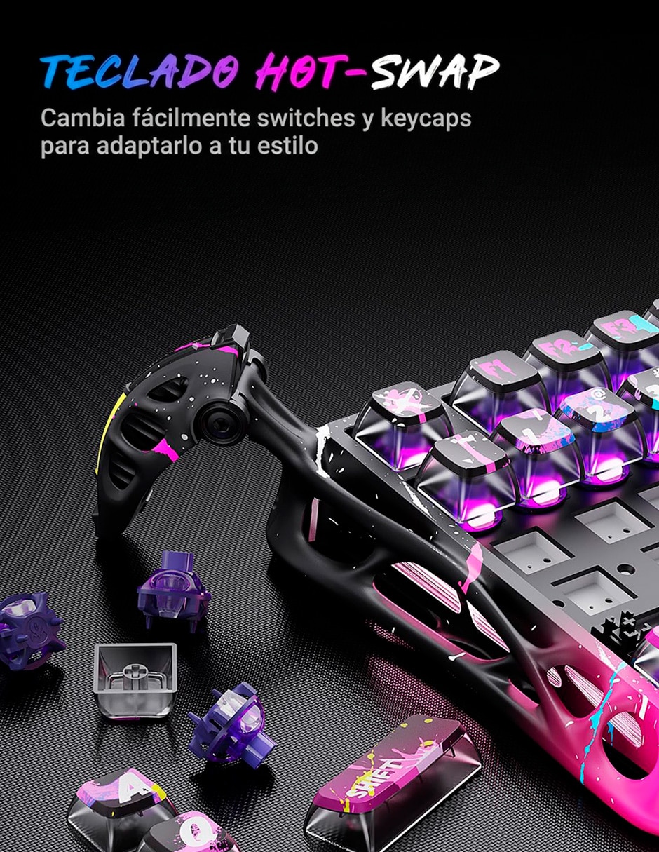 Teclado gamer USB-C QWERT inglés con interruptor Lineal (Red, Black) Mercury V75 Pro 2