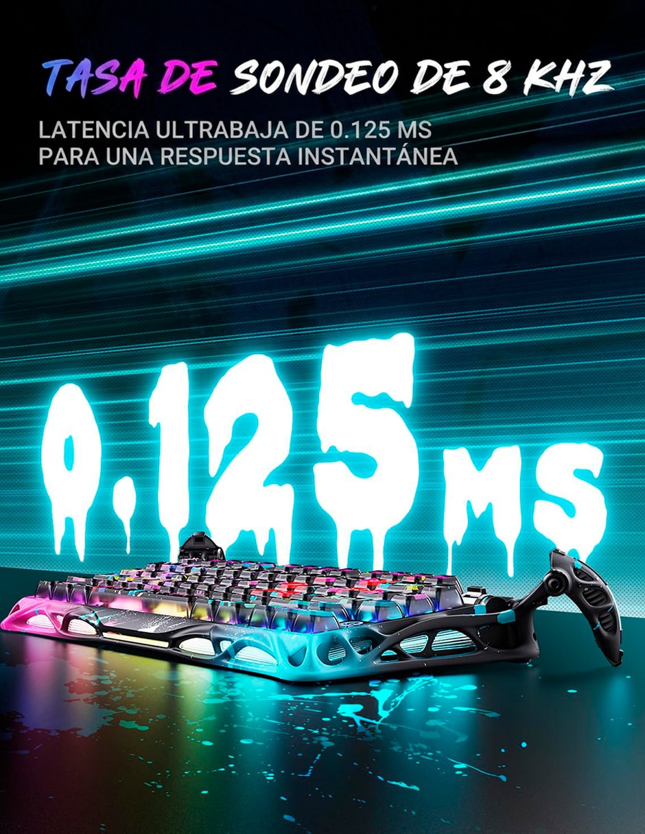 Teclado gamer USB-C QWERT inglés con interruptor Lineal (Red, Black) Mercury V75 Pro 4